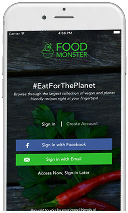 Food Monstar iOS app - One Green Planet